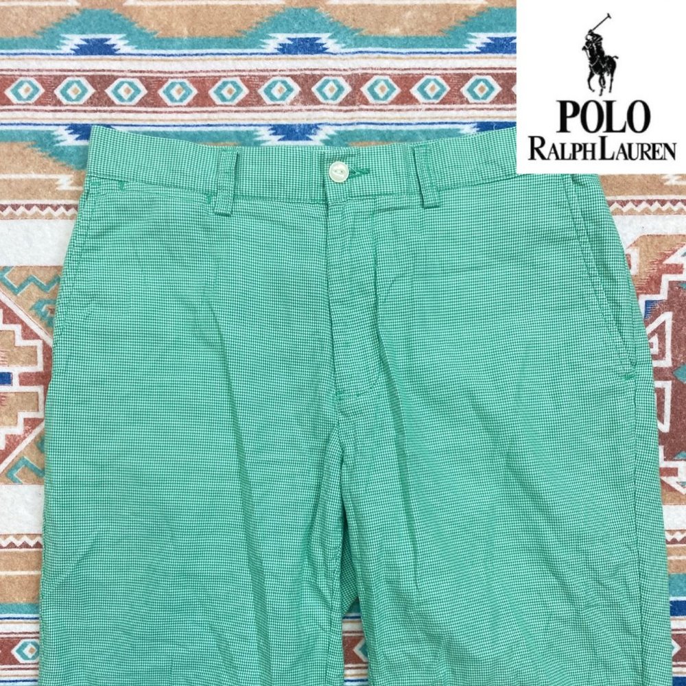 Polo Ralph Lauren Green White Houndstooth Shorts